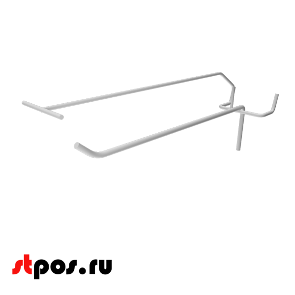 00_Крючок для перфорации с ценникодержателем 200 мм, RAL 9016, белый, d5 d3, шаг 50