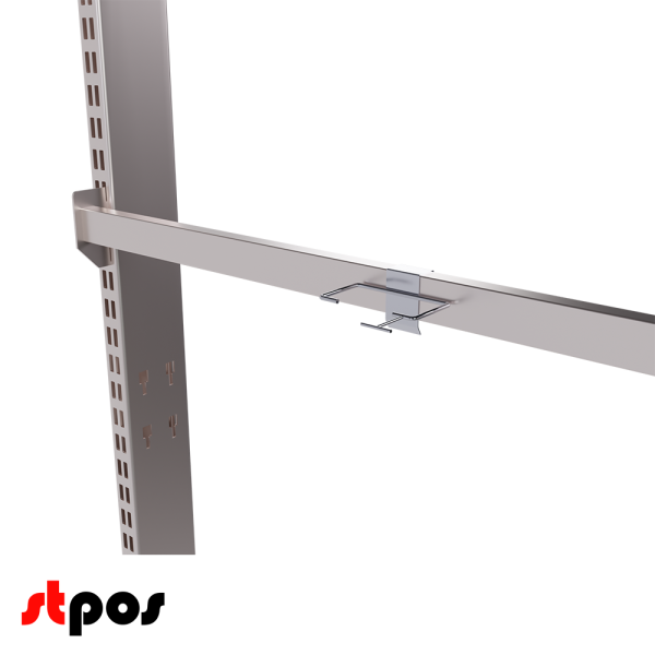 00_Держатель квадратный для дрели с ценникодержателем на штангу 30x15 мм, цинк-хром