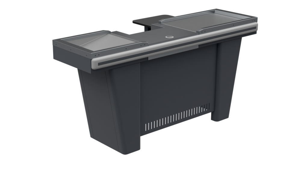 stpos_2_Кассовый бокс Stream-L-180 v3.0 (шлиф.нерж,вырезы ДЯ FT,МК2Т,узкий накоп)Шагрень,RAL7024,Серый,Левый