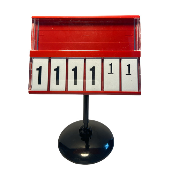 1_Кассета цен А8 КРАСНАЯ regular на ЧЕРНОМ держат.50мм на малой круг.подстав.PC-BASE-VL-CLIP-А8-50