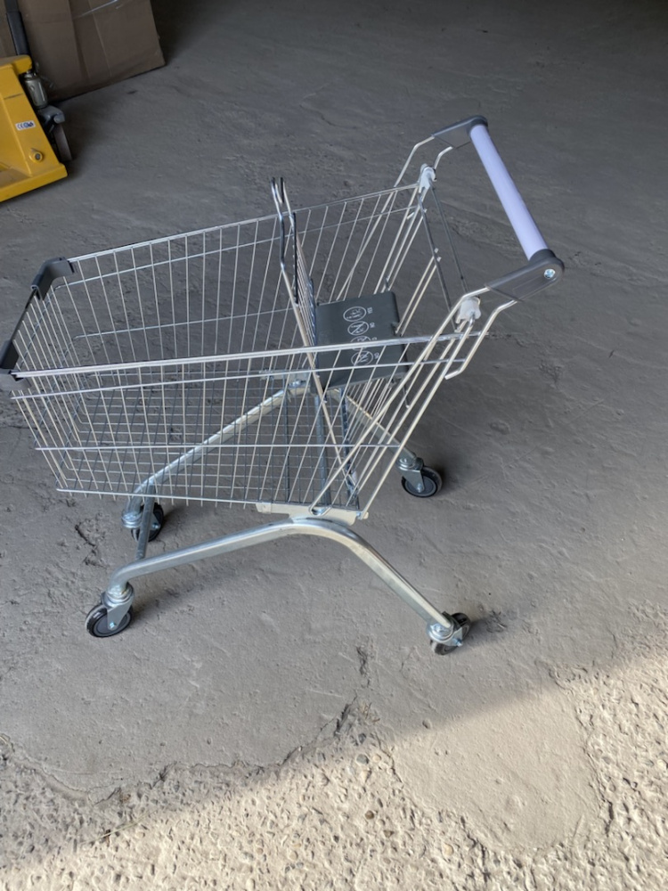 16_Тележка покупательская 100 литров, цинк+лак, c детским сидением (европейский тип), Серый