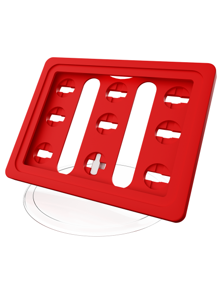 sk_Рамка ТЕХНО А7 красная, прозрачный держатель TECHNO BASE-XL 90мм