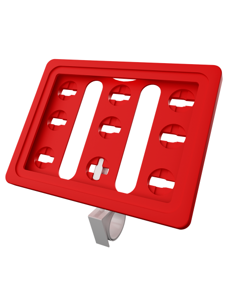 sk_Рамка ТЕХНО А7 красная, белый держатель TECHNO ROLL-VL-L улитка на край посуды