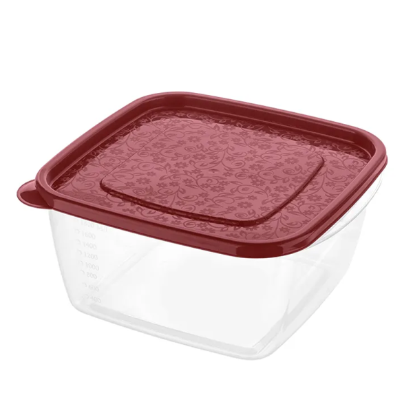 stpos_Контейнер для холодильника и микроволновой печи 190х185х90 мм, 2,1 л, полипропилен, бордовый