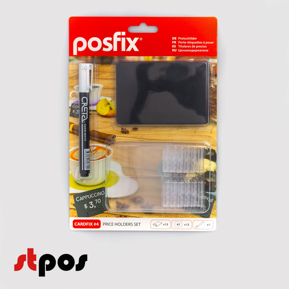 Набор держателей ценников CARDFIX 4 (меловой: ценник А7-12шт, маркер-1шт; держатель ценника-12шт)
