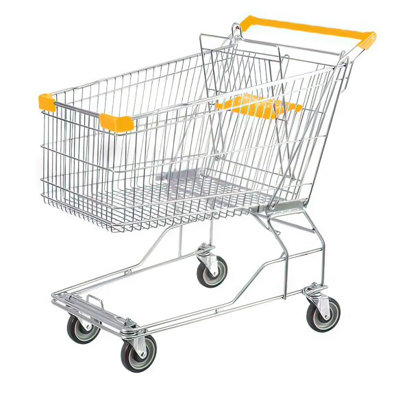 stpos_Тележка покупательская 240 литров, цинк+лак, c детским сидением,без поддона (азиатский тип), Желтый