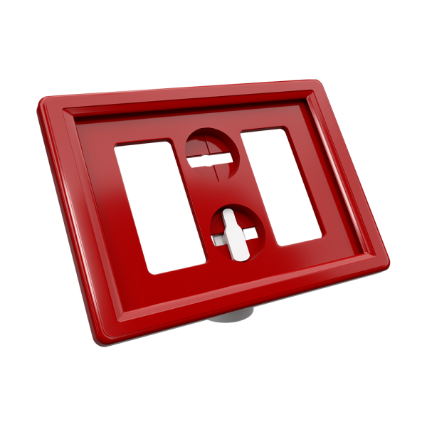 sk_Рамка ТЕХНО А8 красная, белый держатель TECHNO MAG-BASE-VL