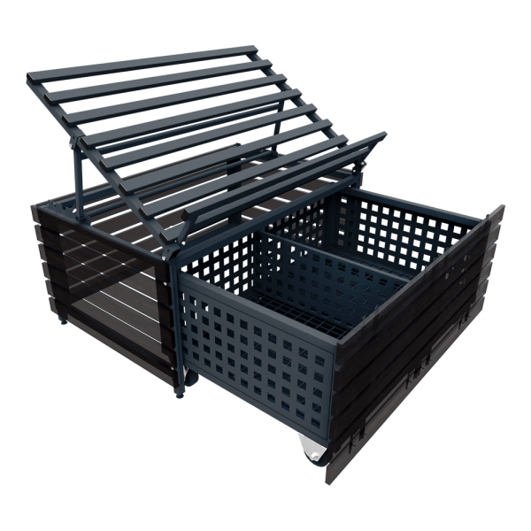 sk_Дисплей фруктово-овощной 1200х810х566 мм с выкатным ящиком (Без обрешетки), Муар, RAL7024 Серый