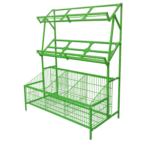 sk_Стеллаж овощной с разборной корзиной, 1200х700х1560 мм, RAL6018, Зеленый sk_Стеллаж овощной с разборной корзиной, 1200х700х1560 мм, RAL6018, Зеленый