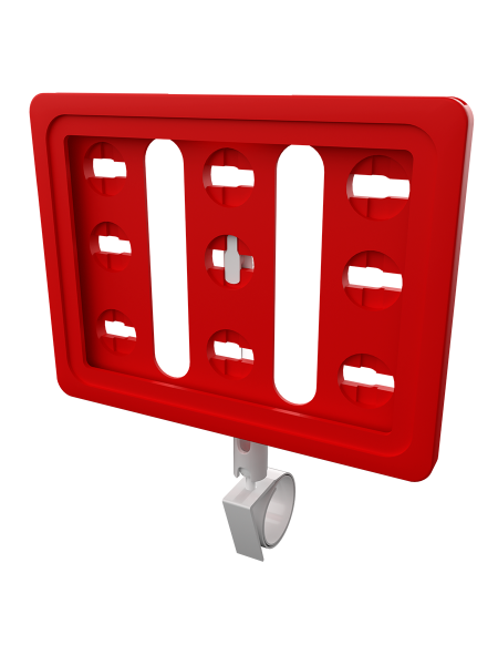 sk_Рамка ТЕХНО А7 красная, белый держатель TECHNO ROLL-VL-L улитка на край посуды, ножка  50мм