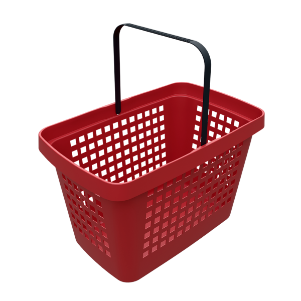 sk_Корзина покупательская пластиковая с 1 пластиковой ручкой GREAT 28л (ИСПАНИЯ), Красный