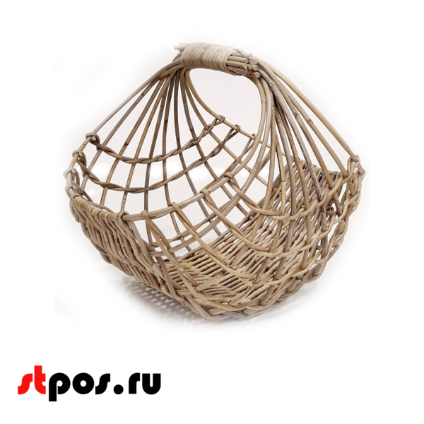 00_Корзинка сервировочная плетеная из натурального ротанга, 470х400х400мм, Натуральный