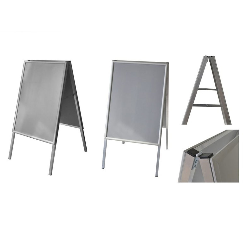 03_Штендер А-образный с двумя рамками А1, угол 45°, профиль 25мм, матовое серебро