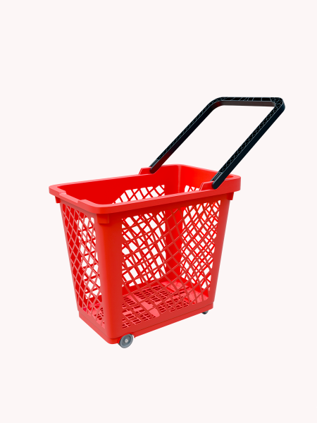 sk_Корзинка покупательская GT60 63л,До35кг,4 колеса(2поворот.),RAL3000 Красн,Ручка RAL9005 Чёрный