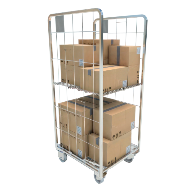 sk_Ролл-контейнер сетч,4-х стен,2 двери,600х800х1800мм,4 колеса d125 (2 пов.,2 непов.),навес.полка,Цинк