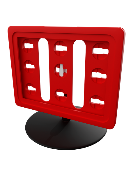 sk_Рамка ТЕХНО А7 красная, черный держатель TECHNO BASE-XL 90мм, ножка  50мм