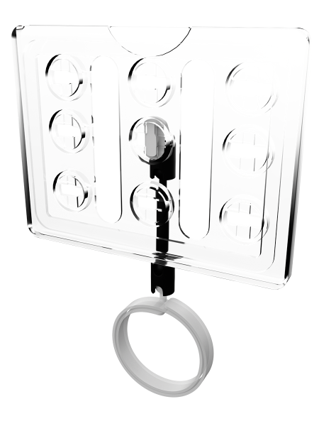 sk_Рамка ТЕХНО А7 прозрачная, черный держатель TECHNO ROLL-VL спираль-улитка на колбасу, ножка  50мм