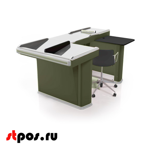 00_Кассовый бокс Stream-XL-200 v3.0 (шлиф.нерж., вырезы ДЯ FT, широкий накопит),RAL6003,Зеленый,Левый