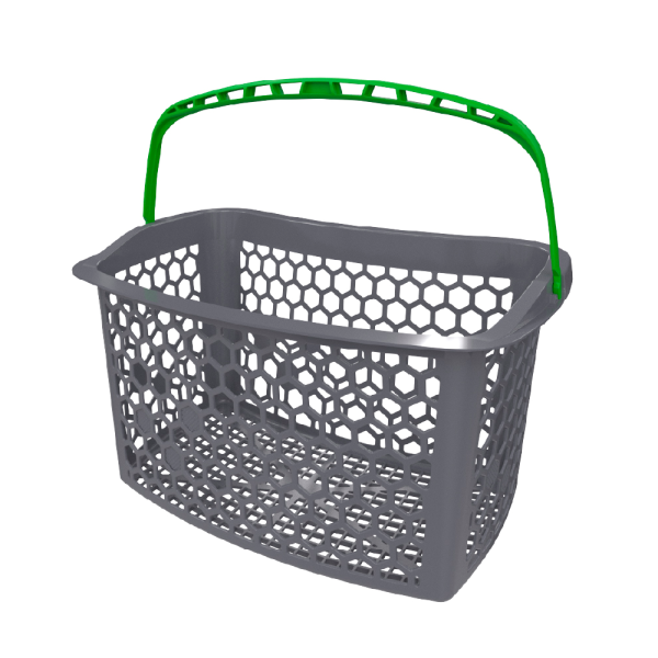 sk_ Корзина пластиковая с 1 пластиковой ручкой, TANGO, 23л, RAL7024 Серый, ручка Зеленая