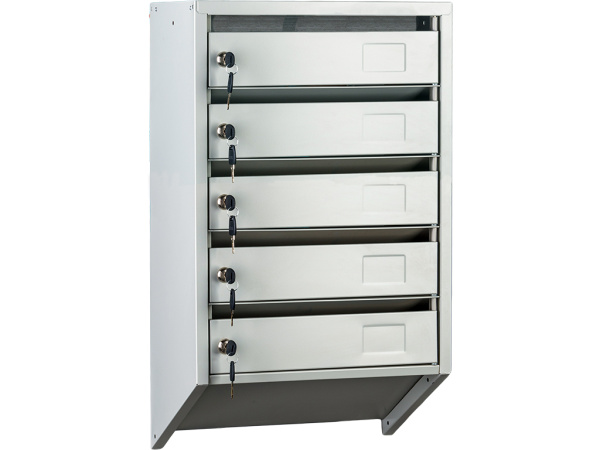 01_Почтовый ящик Практик PB-5C.KL, многоквартирный, высота 533-645 мм, ширина 390 мм, глубина 200 мм, цвет серый