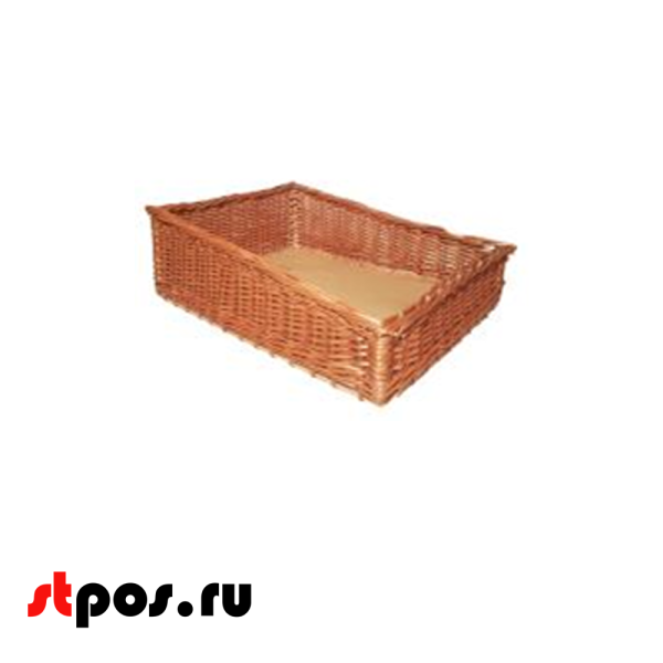 00_Корзинка плетенная прямоугольная из натуральной ивовой лозы, 490х390х200 мм ,Светло-коричневая