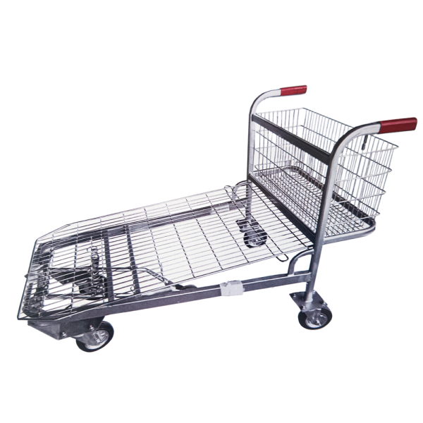 sk_Тележка грузовая 5 колес, платформа сетчатая, нагрузка до 500кг, цинк, ручки Красные