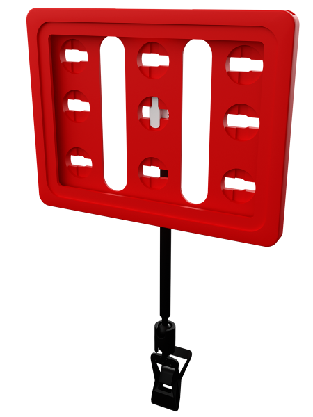 sk_Рамка ТЕХНО А7 красная, черный держатель TECHNO CLIP SMALL-VL, ножка 100мм