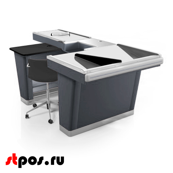 02_Кассовый бокс Stream-XL-200 v3.0 (шлиф.нерж., вырезы ДЯ FT, шир.нак.),Шагрень,RAL7024,Серый,Левый