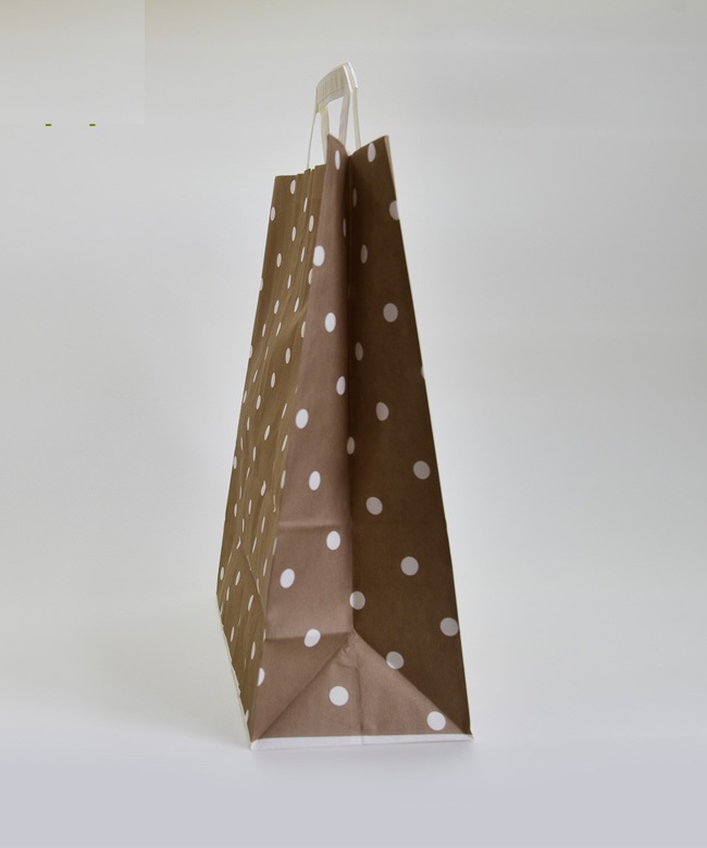 03_Крафт пакет цветной 320х320х180 мм, горошек, Коричневый