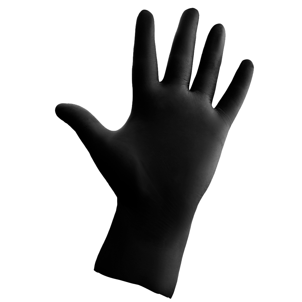 03_Перчатки виниловые смотровые неопудренные, 100шт.уп., 10 уп.кор. М, черные