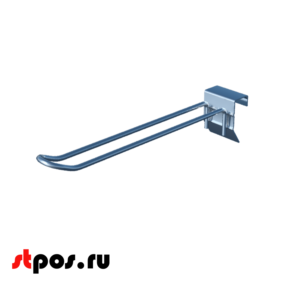 00_Крючок для штанги 30х15 (профиль) двойной 150мм, покрытие цинк-хром, d5мм