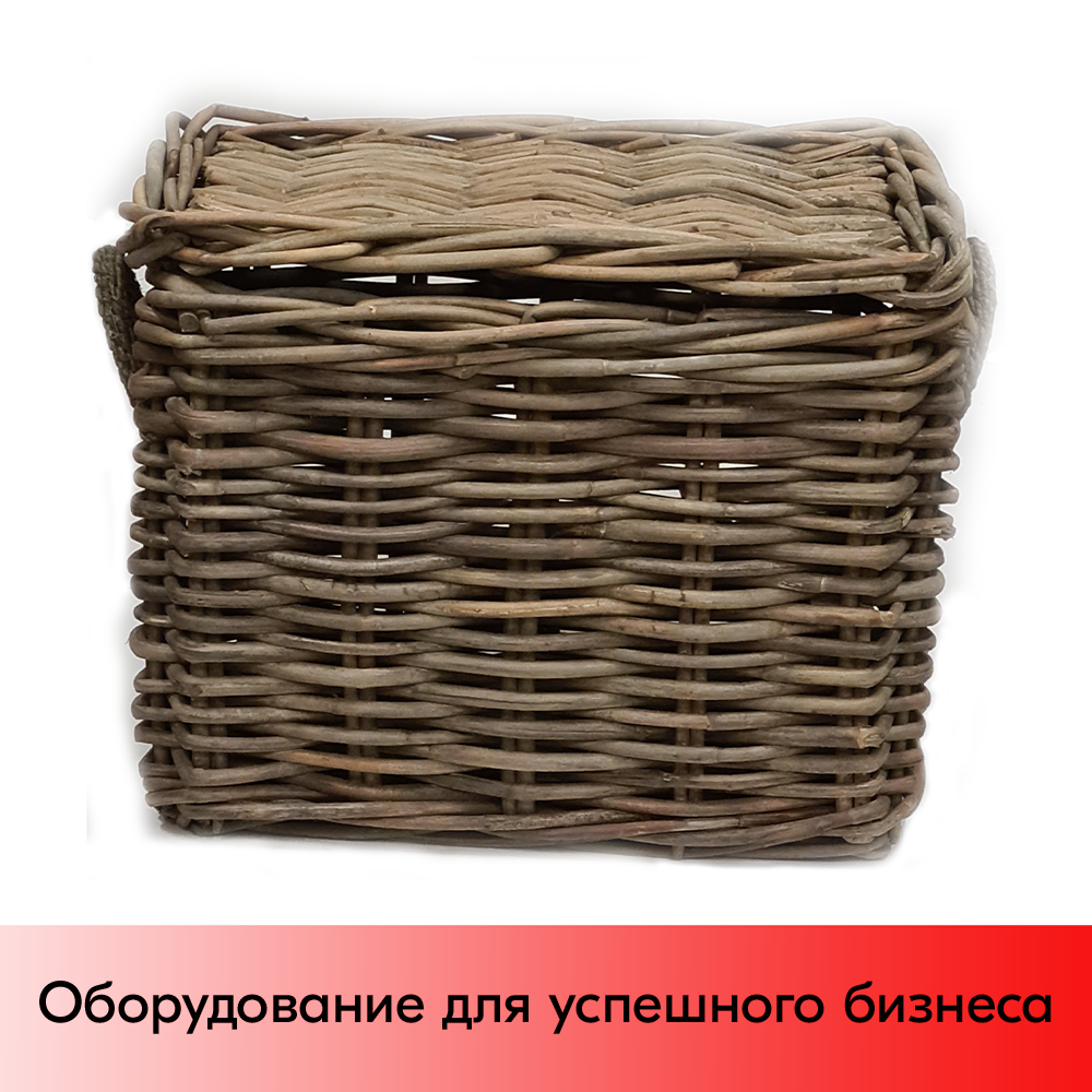 01_Сундук плетеный из натурального ротанга с крышкой, без ручек, 630х460х440 мм, Темно-Серый
