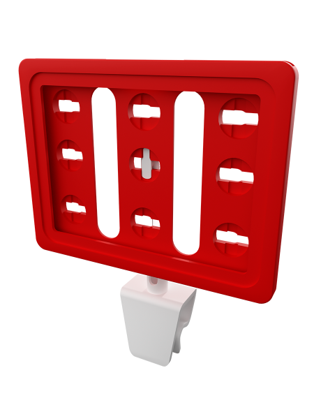 sk_Рамка ТЕХНО А7 красная, белый держатель TECHNO CL, ножка  50мм