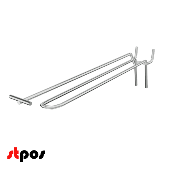 04_Крючок для перфорации двойной с ценникодержателем 300мм, хром, шаг 25