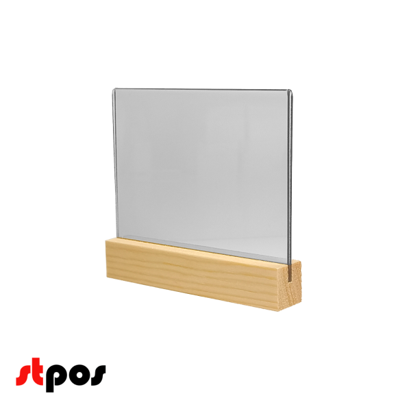 00_Держатель ценника на деревянном основании 105х74 мм, горизонтальный для вставки А7, натуральный цвет