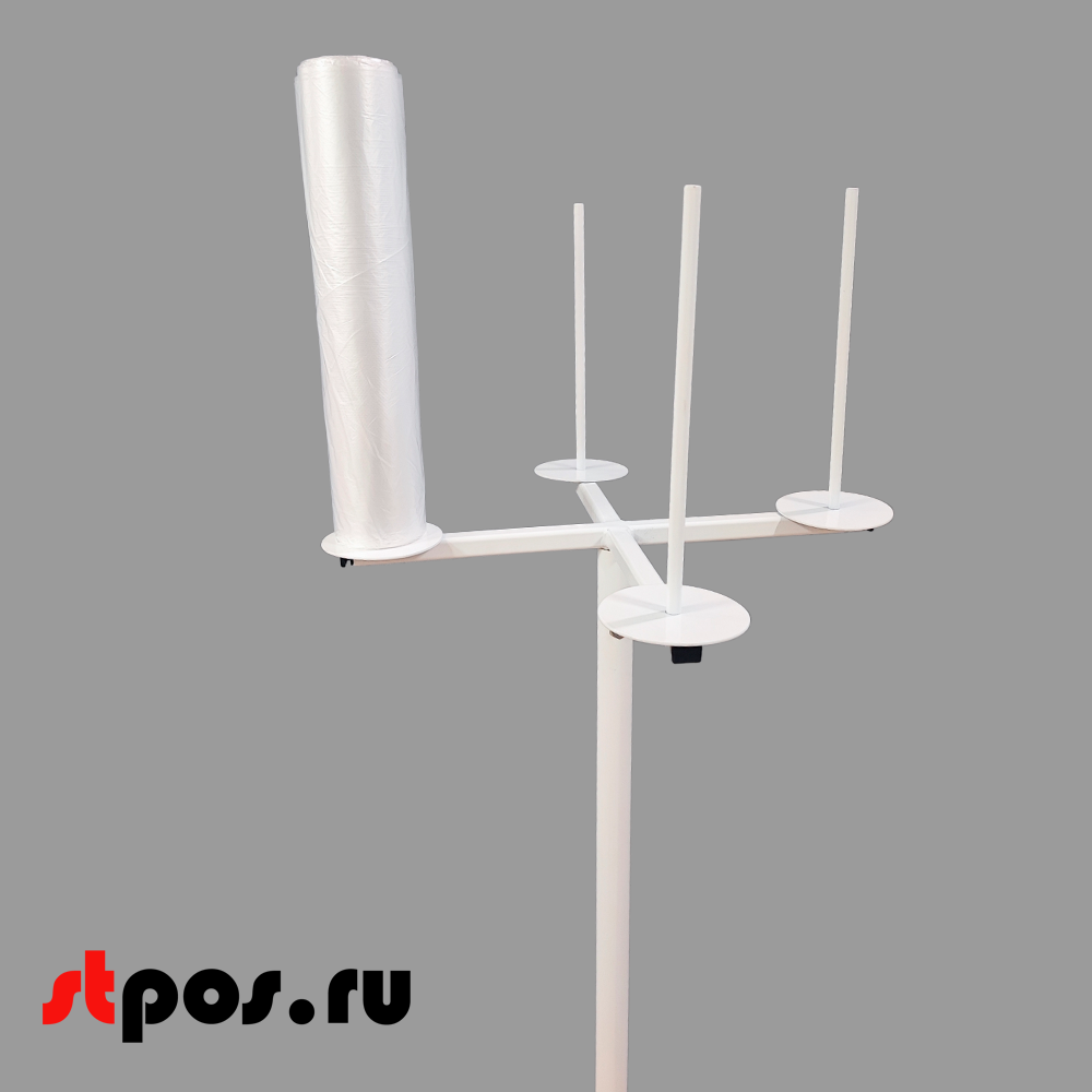 02_Стойка для пакетов 4 рожка, опора 5-лучевая, RAL9016, Белая