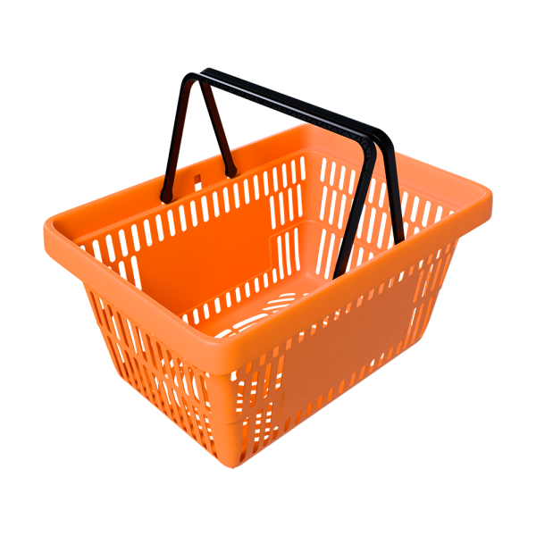 sk_Корзина покупательская пластиковая с 2 ручками, 20 л, УСИЛЕННАЯ, Оранжевый