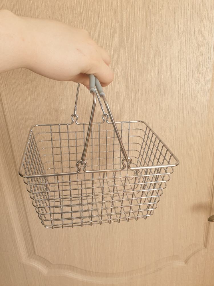 19_Корзина покупательская металлическая 5л Хром, Серый