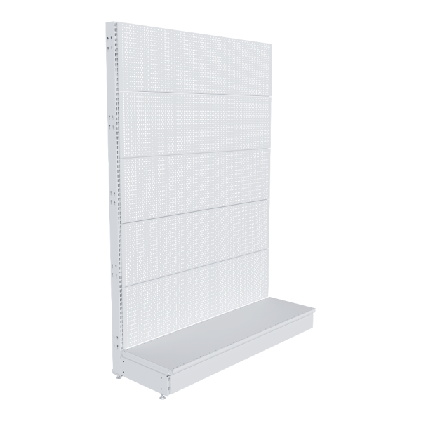 stpos_НАБОР Стеллаж 25 70 ПЕРФОРИРОВАННЫЙ пристенный1900х1330хо400, 1 полка + плинтус, RAL9016, Белый