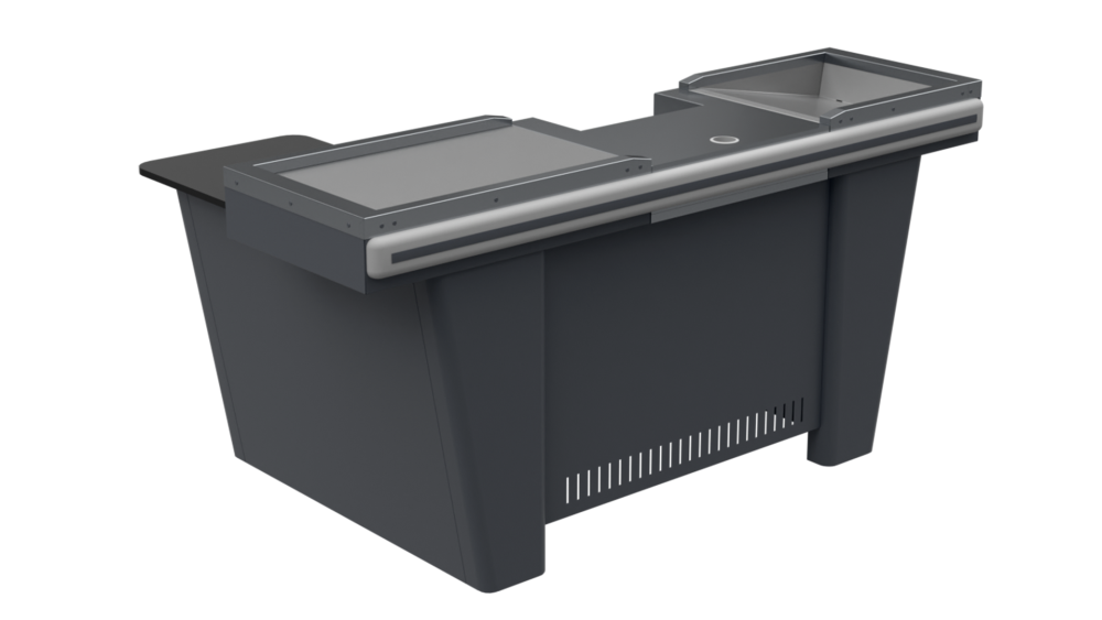 stpos_2_Кассовый бокс Stream-L-180v3.0(шлиф.нерж,вырезы ДЯ FT, МК2Т,узкий накоп)Шагрень,RAL7024,Серый,Правый