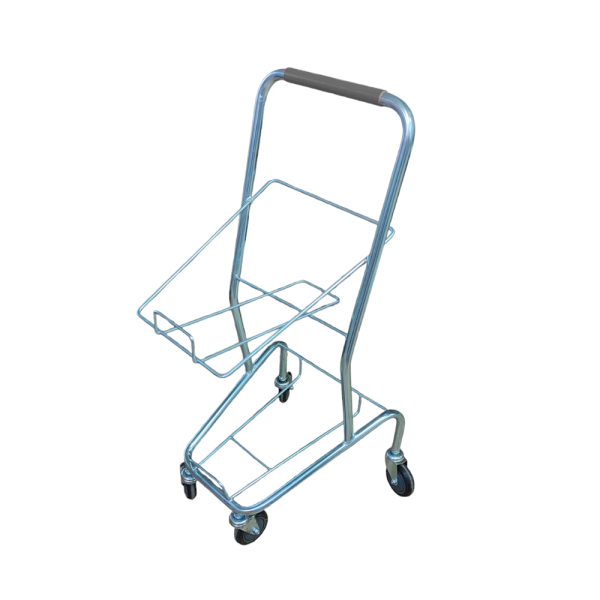 sk_2_Тележка-подставка для двух корзин, 500х430х920мм, Цинк-лак, с прорезиненной серой ручкой