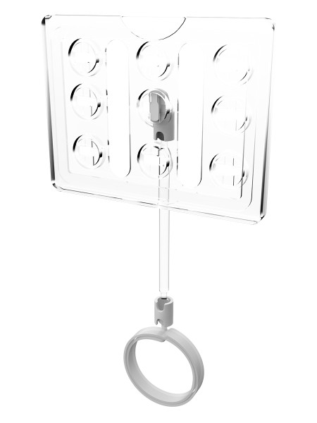 sk_Рамка ТЕХНО А7 прозрачная, белый держатель TECHNO ROLL-VL спираль-улитка на колбасу, ножка 100мм