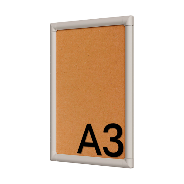 sk_Пластиковая клик-рамка PCF-25, прямой угол, профиль 25мм, формат А3 (337х461мм), Серый