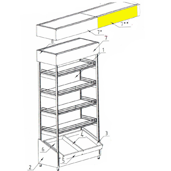 1_ЛДСП фриз 2 фронтальный 200х669мм(изд.7**)линии стеллажа-экспоз.алкогольного пристенного шир.665мм
