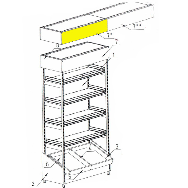 1_ЛДСП фриз 1 фронтальный 200х1287мм(изд.7*) линии стеллажа-экспоз.алкогольного пристенного шир.1250