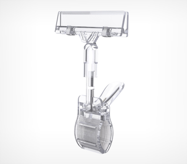 01_Большой универсальный ценникодержатель на прищепке CLAMP-DBL, Прозрачный