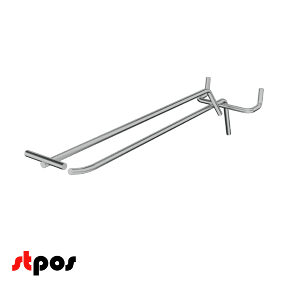04_Крючок для перфорации одинарный с ценникодержателем 250мм, хром, шаг 50мм