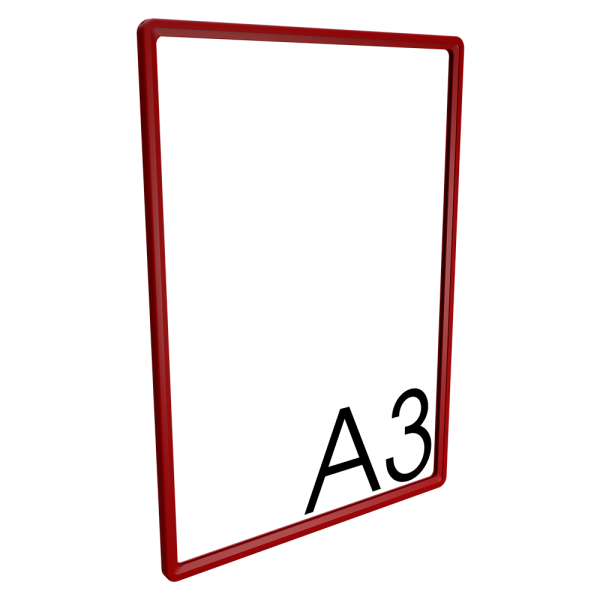 sk_Пластиковая рамка с закругленными углами формата А3 (297х420мм), PF-А3, Красный