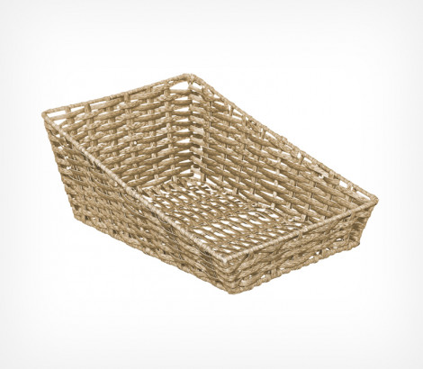 01_Лоток плетеный из полиротанга Бергамо, высота 70мм, ширина 280мм, глубина 400мм, высота 160мм, цвет дуб