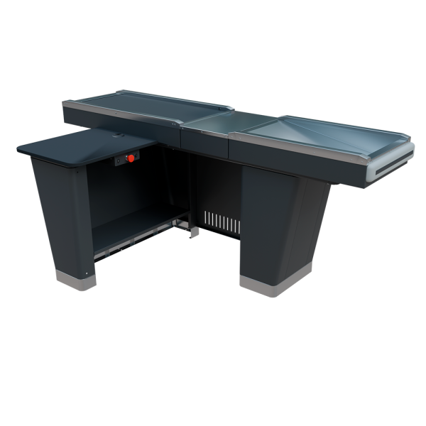 sk_Кассовый бокс Stream-L-260S-Т120 (тр-р 120см,ш/нерж.,б/выр/,уз/нак.),Шагрень, RAL9005, Черный, Левый